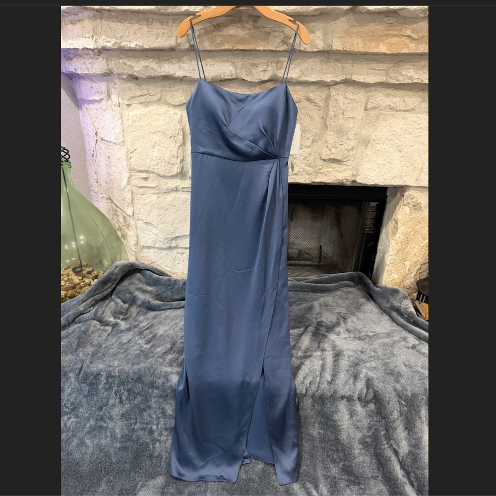 Jenny Yoo Blue Satin Evening/Prom Gown Size 10
